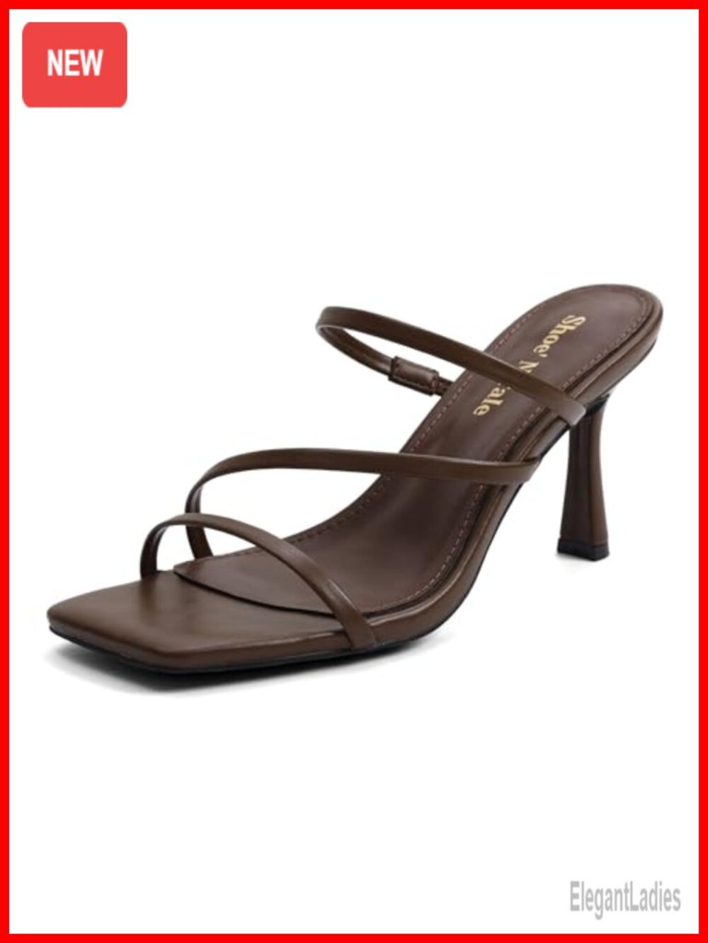 Strappy Stiletto Mule Sandals Square Peep Toe Slip On Heels